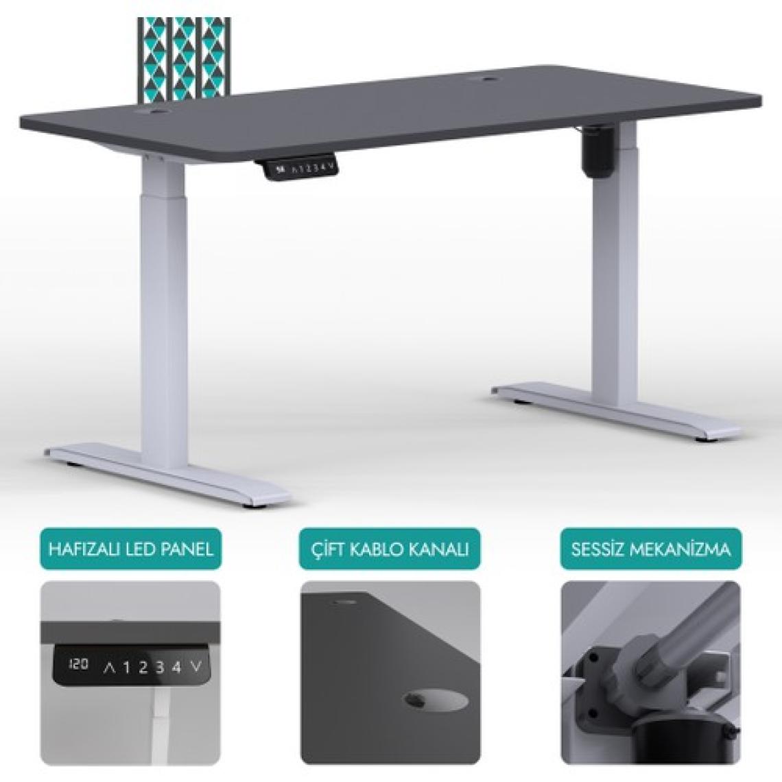 Karr Office O-Flex Tek Motorlu Elektrikli Yükseklik Ayarlı Masa - 180x80 - Antrasit