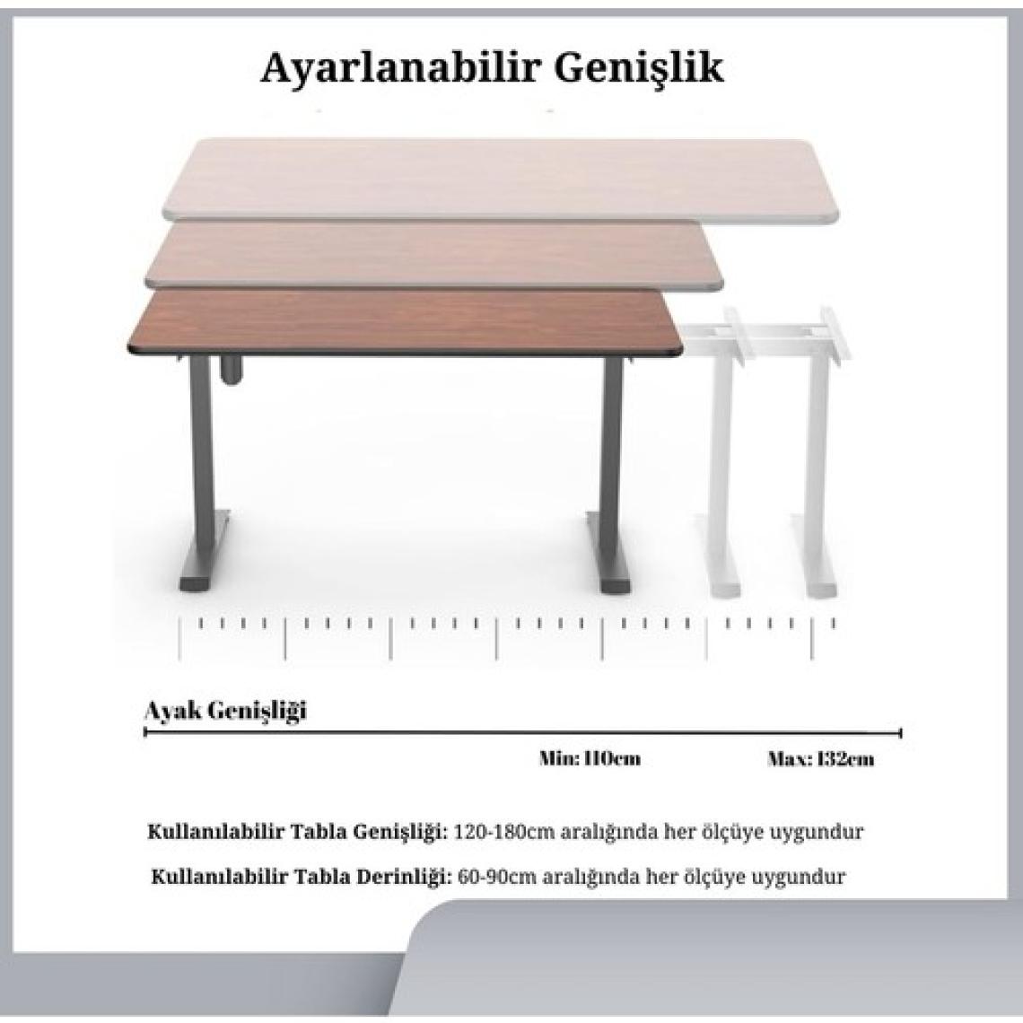 Ofis Fix Siyah Yükseklik Ayarlı Masa | Tek Motorlu | Elektrikli Masa Mekanizması | Kolay Kurulum