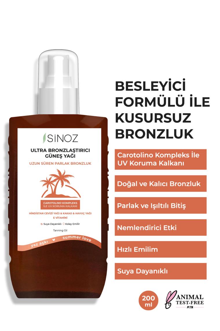 Kusursuz Bronzlaştırıcı Güneş Yağı Spreyi 200 ml Hindistan Cevizi Kakao Havuç Yağı Içeren