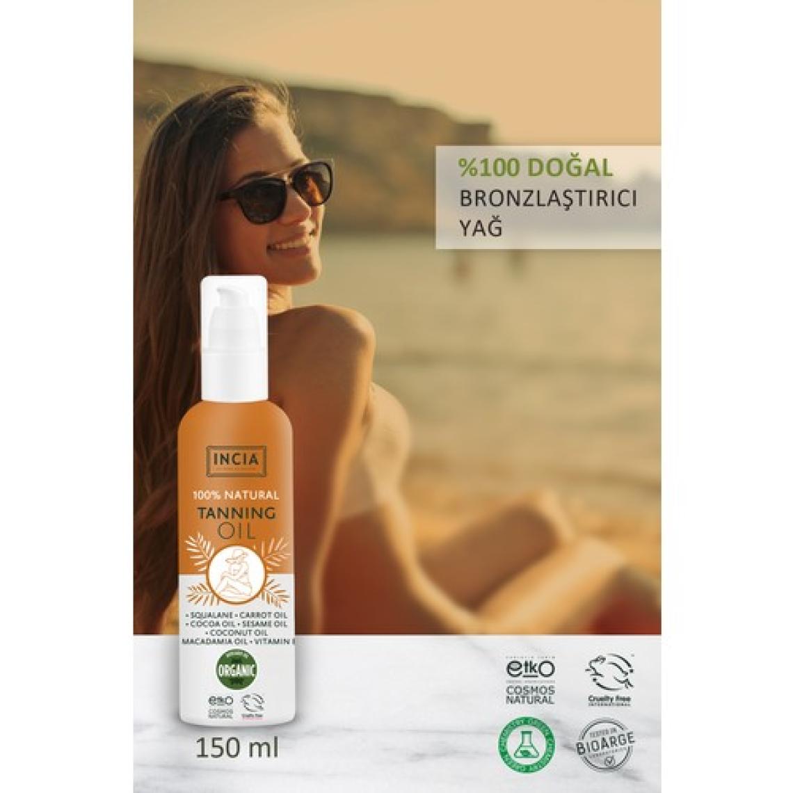 INCIA %100 Doğal Bronzlaştırıcı Yağ Organik Avokado Yağı Yoğun Bronzlaştırıcı Kakao Havuç Susam 150 ml