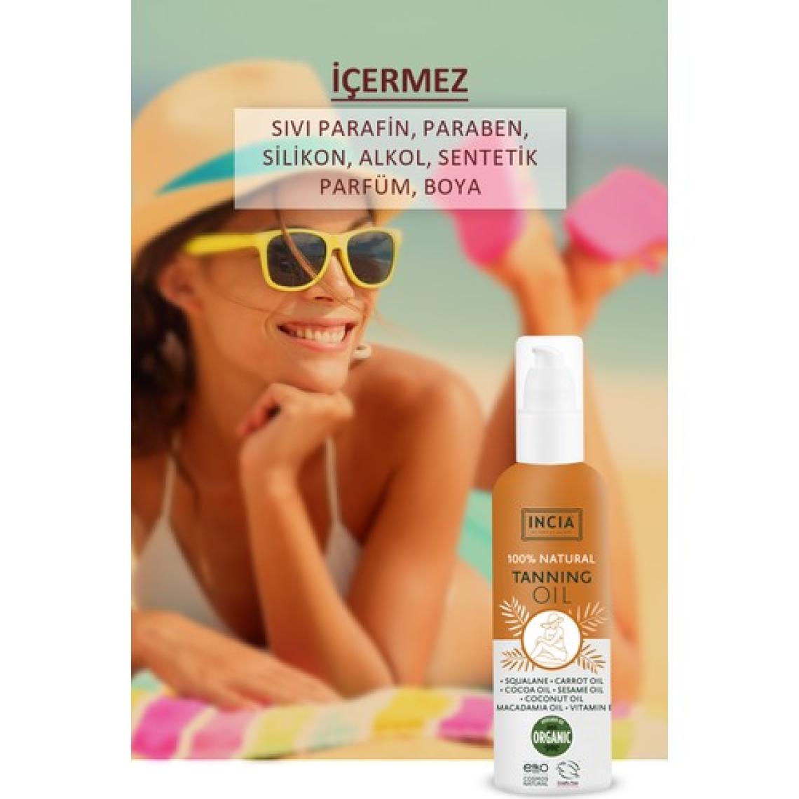 INCIA %100 Doğal Bronzlaştırıcı Yağ Organik Avokado Yağı Yoğun Bronzlaştırıcı Kakao Havuç Susam 150 ml