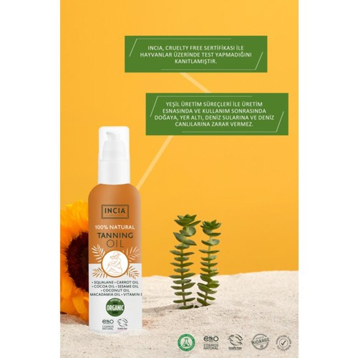 INCIA %100 Doğal Bronzlaştırıcı Yağ Organik Avokado Yağı Yoğun Bronzlaştırıcı Kakao Havuç Susam 150 ml