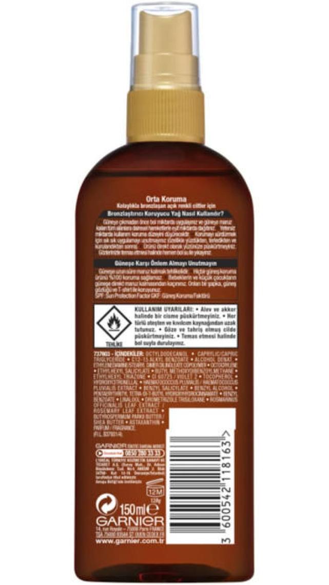 Garnier Ambre Solaire Bronzlaştırıcı Koruyucu Yağ Spf 15 150ML