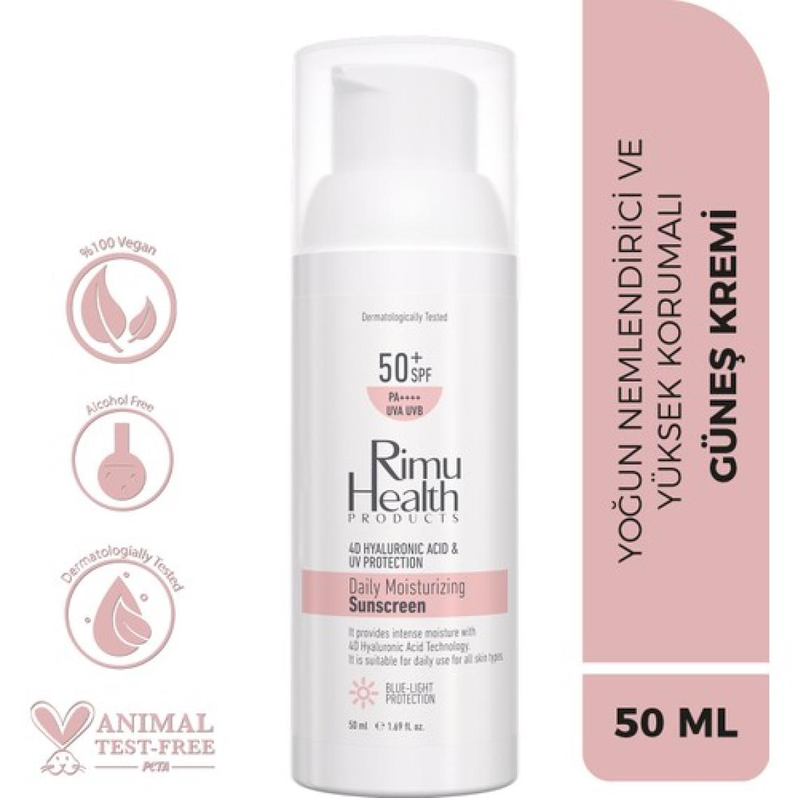 Rimu Health Products Tüm Cilt Tiplerine Uygun Yoğun Nemlendiricili Günlük 50 Spf Güneş Kremi