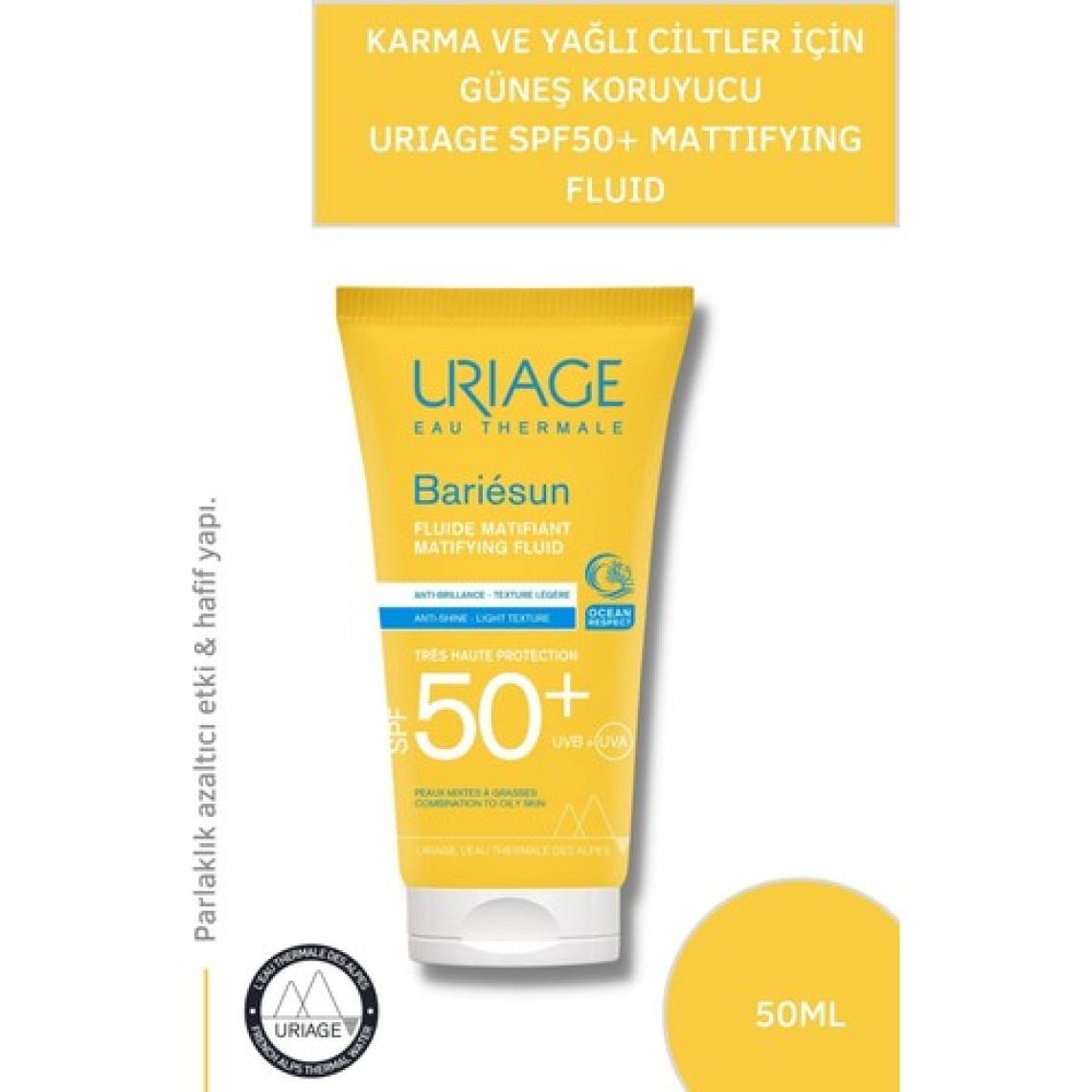Urıage Bariesun MAT Fluid Spf 50+ 50 ml Karma ve Yağlı Ciltler için Yüksek korumalı Güneş Kremi  Spf 50+