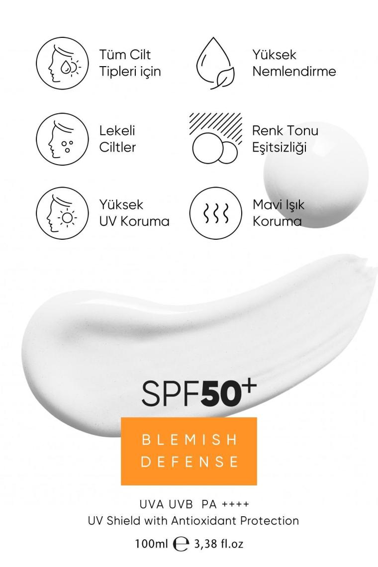 Lekeli Ciltler Için Antioksidan Destekli 50spf Uva/uvb Blemısh Defense Güneş Kremi 120 ml