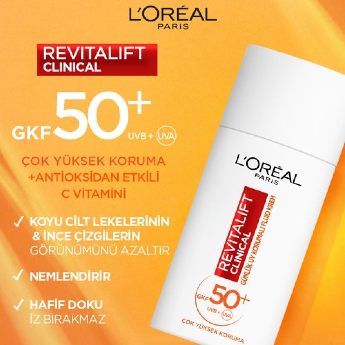 L'Oréal Paris Revitalift Clinical Spf 50+ Günlük Yüksek Uv Korumalı Yüz Güneş Kremi 50Ml