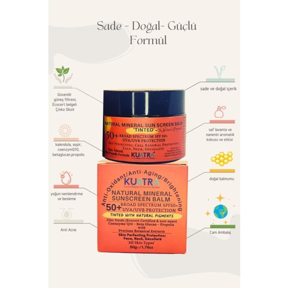 Kuatra SPF 50+ Doğal-Mineral Güneş Koruyucu Renkli Balm 50ml