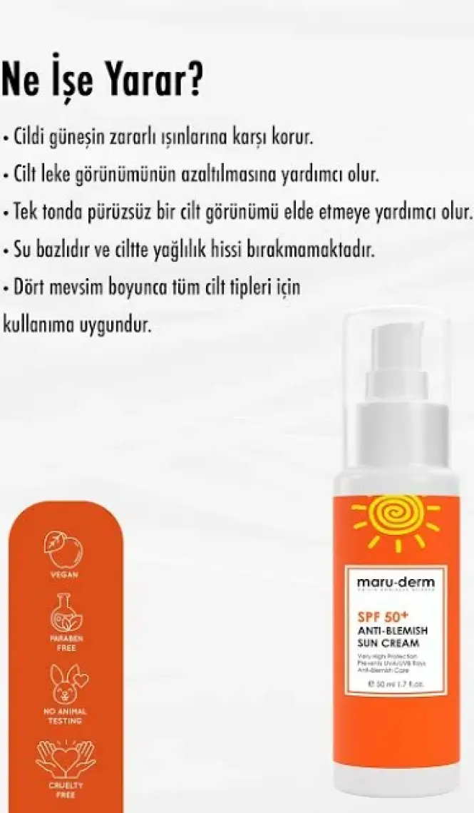Maru.derm Spf+ 50 Leke Karşıtı Güneş Kremi 50 ml