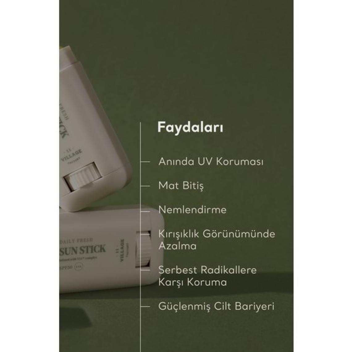 Village 11 Factory Daily Fresh Sun Stick SPF50+ PA++++ 20g - Vegan Stick Güneş Koruyucu