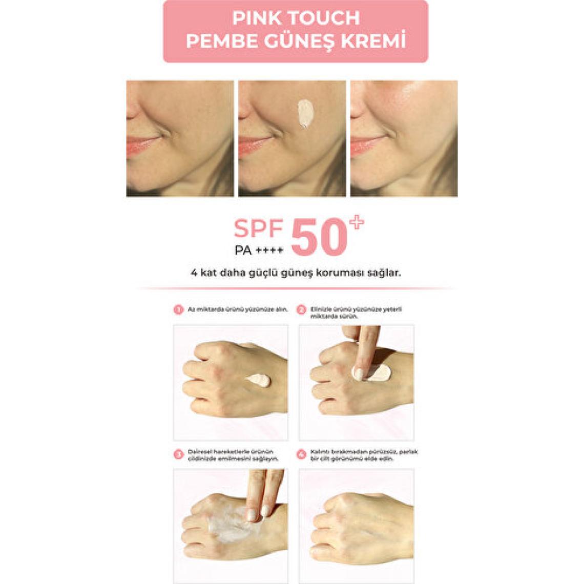 Sinoz Pink Touch SPF 50 Cilt Aydınlatıcı Ton Eşitleyici Pembe Yüz Güneş Kremi 50 ML Tüm Ciltler için