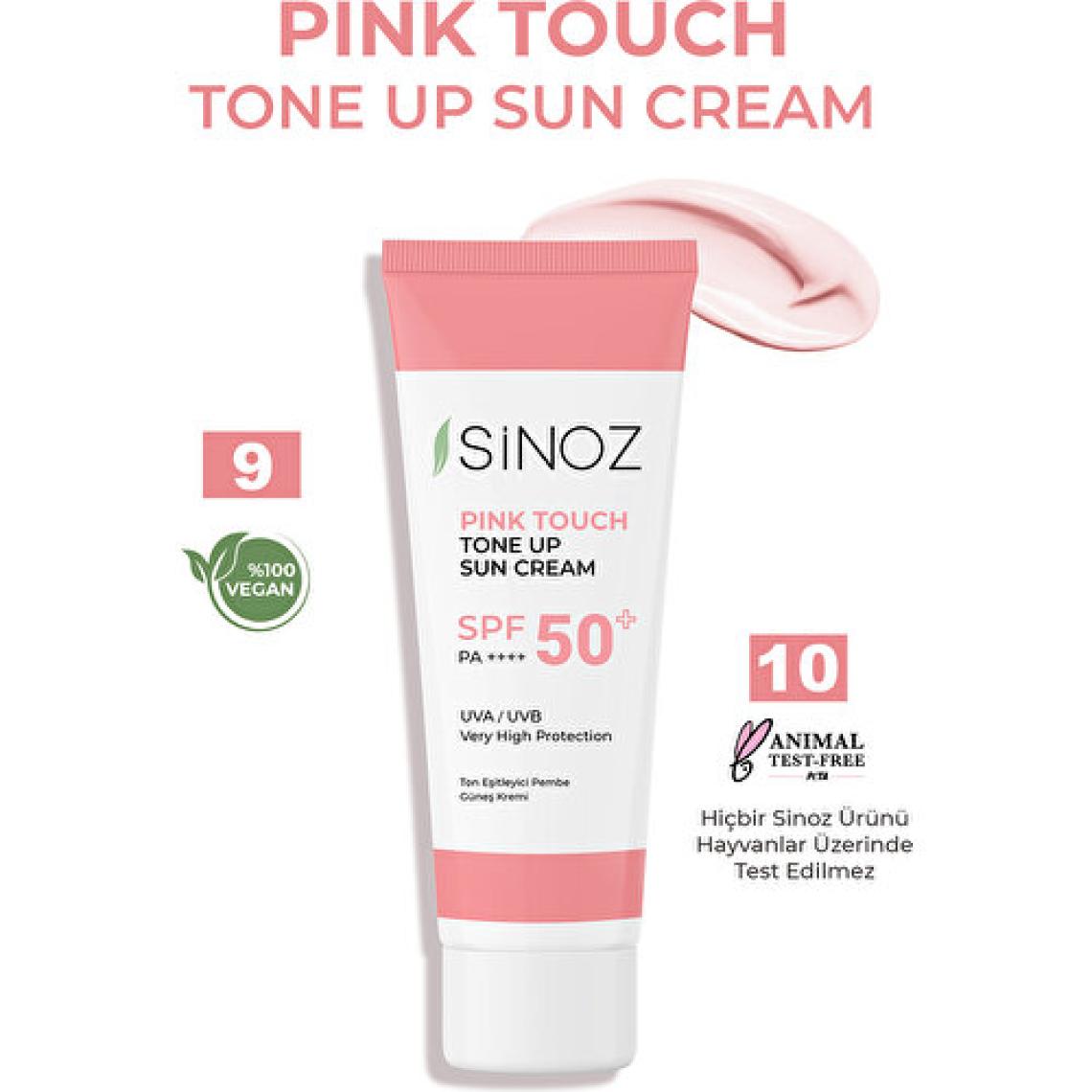 Sinoz Pink Touch SPF 50 Cilt Aydınlatıcı Ton Eşitleyici Pembe Yüz Güneş Kremi 50 ML Tüm Ciltler için