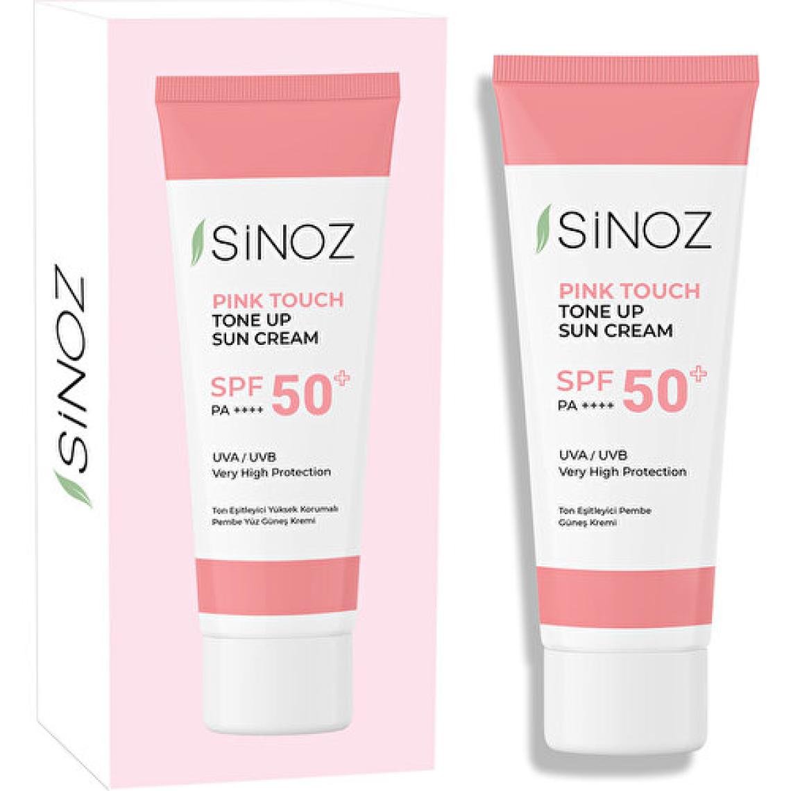 Sinoz Pink Touch SPF 50 Cilt Aydınlatıcı Ton Eşitleyici Pembe Yüz Güneş Kremi 50 ML Tüm Ciltler için