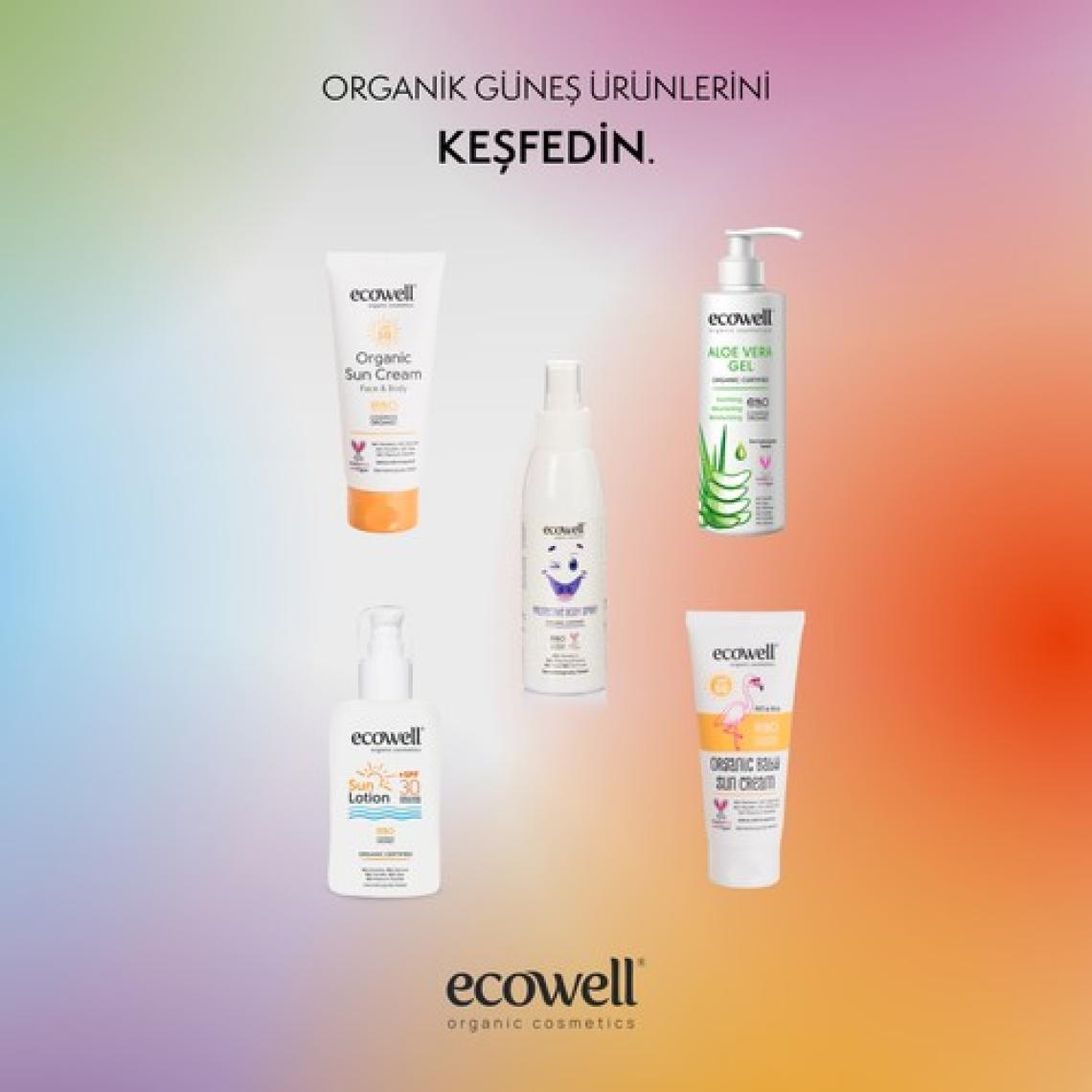 Ecowell Güneş Losyonu, SPF30 Organik & Vegan Sertifikalı, Mineral Filtre, Yüz ve Vücut, UVA UVB Koruma 150ml