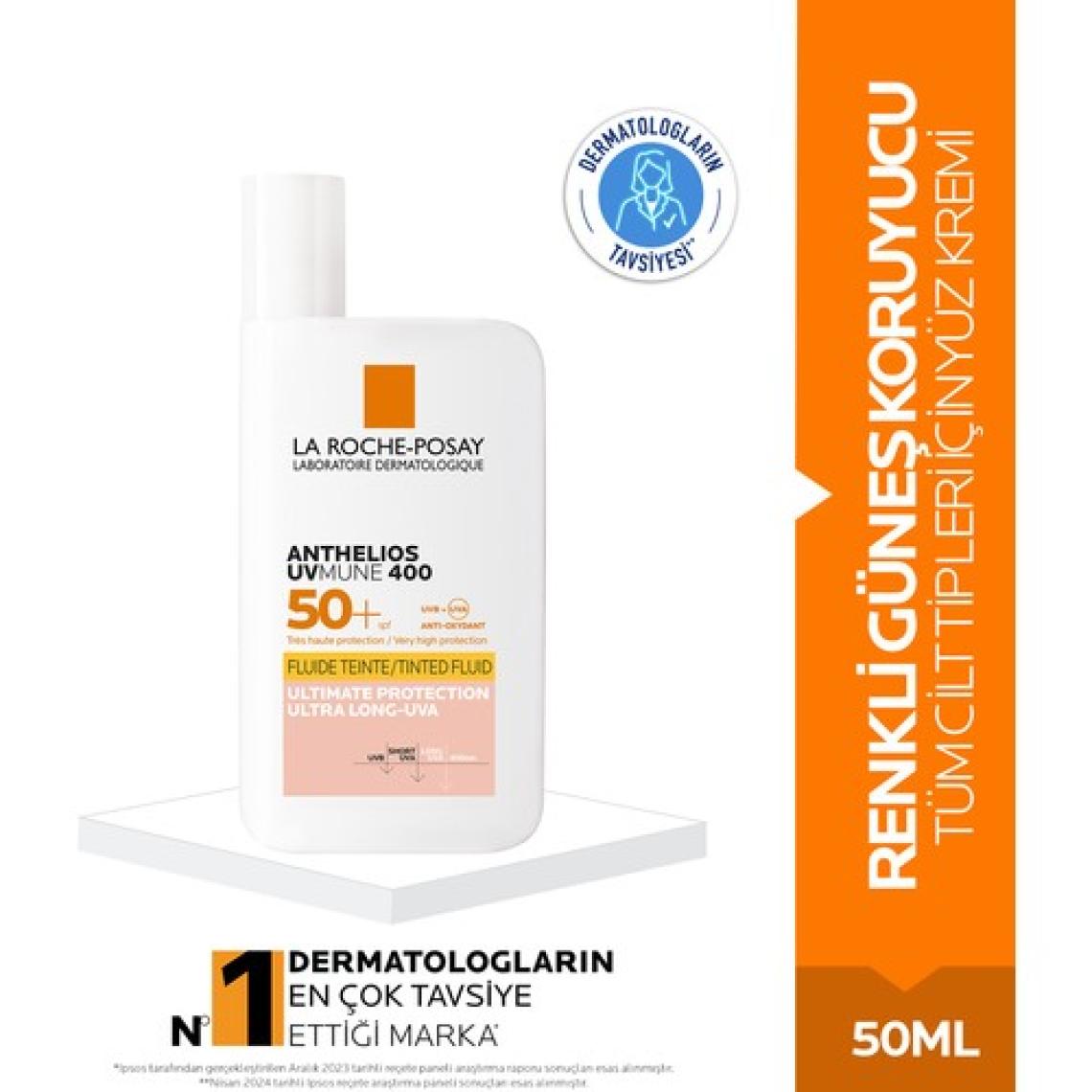 Antehlios Uvmune 400 Spf50+ Renkli Güneş Kremi 50 ml- Tüm Cilt Tipleri İçin