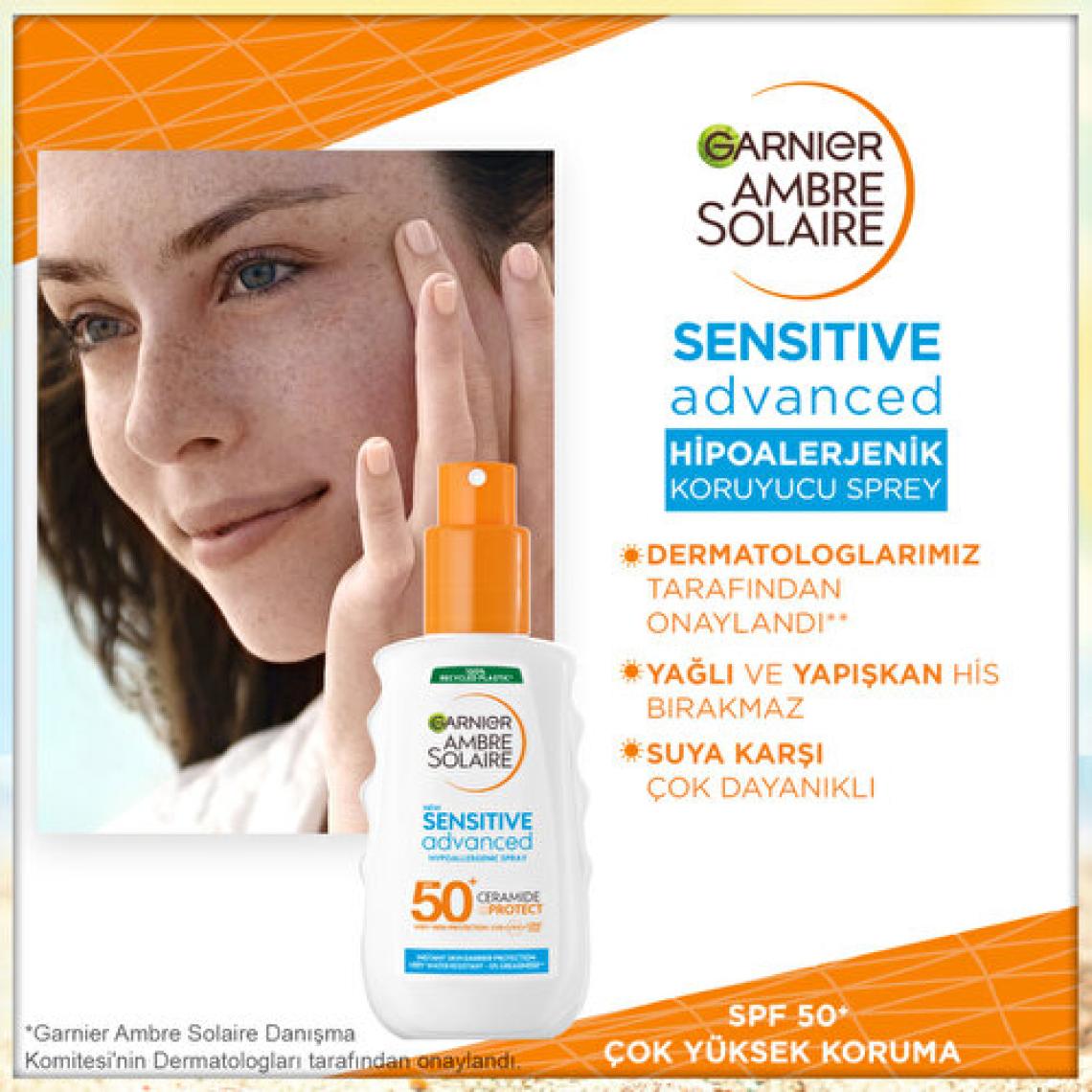 Garnier Ambre Solaire Sensitive Advanced Hipoalerjenik Güneş Koruyucu Sprey SPF50+ 150ML