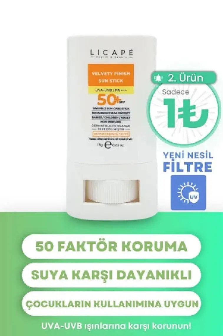 Licape Yüksek Koruma Suya Dayanıklı Tüm Yaş Grubuna Uygun Stick 50 Faktör Güneş Kremi 18 ml