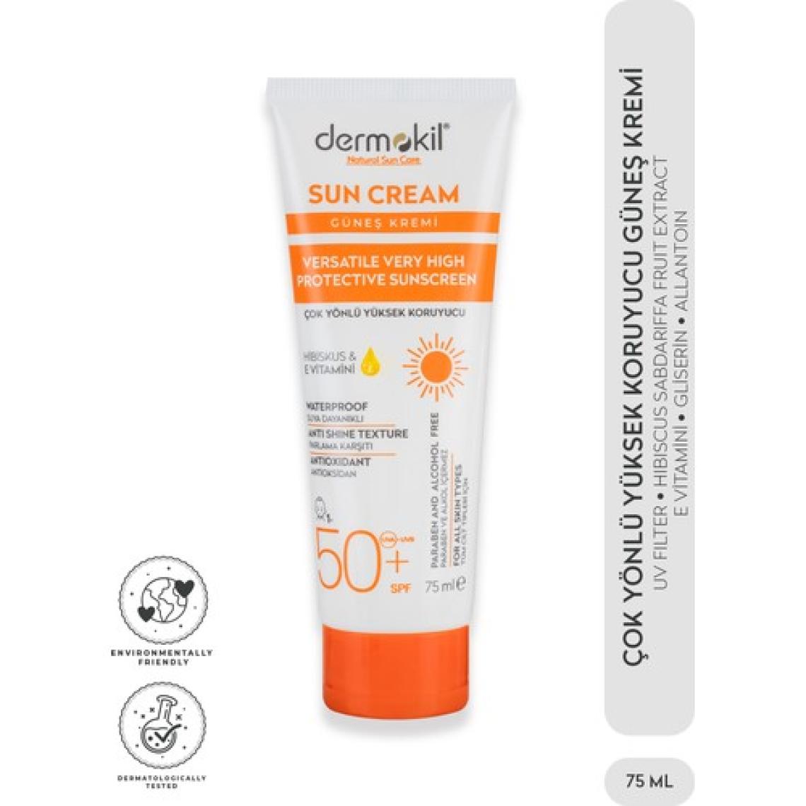 Dermokil Sun Cream-Çok Yönlü Yüksek Koruyucu Güneş KREMI50 Spf 75 ml