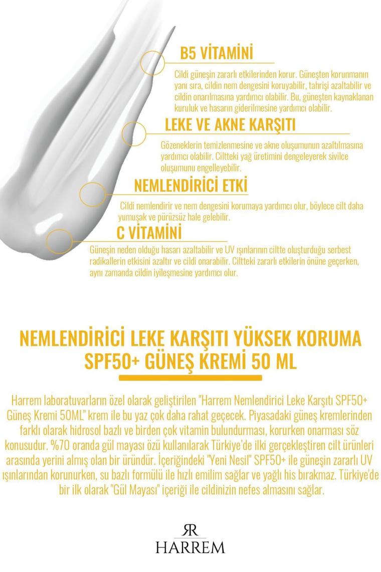 Nemlendirici Leke Karşıtı Spf50+ Güneş Kremi 50 Ml