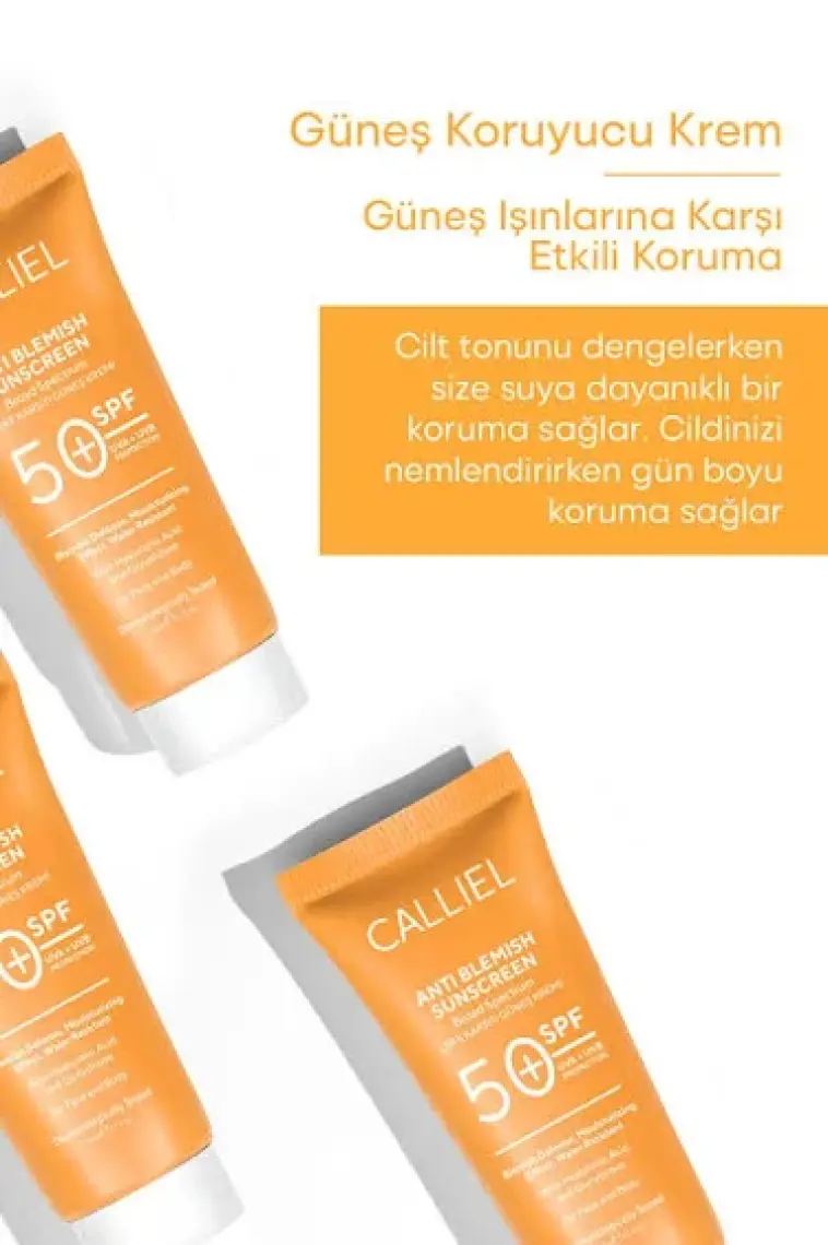Calliel Leke Karşıtı Tüm Ciltler İçin Yüksek Korumalı 50 SPF Güneş Kremi Glutatyon Etkili 50 ML