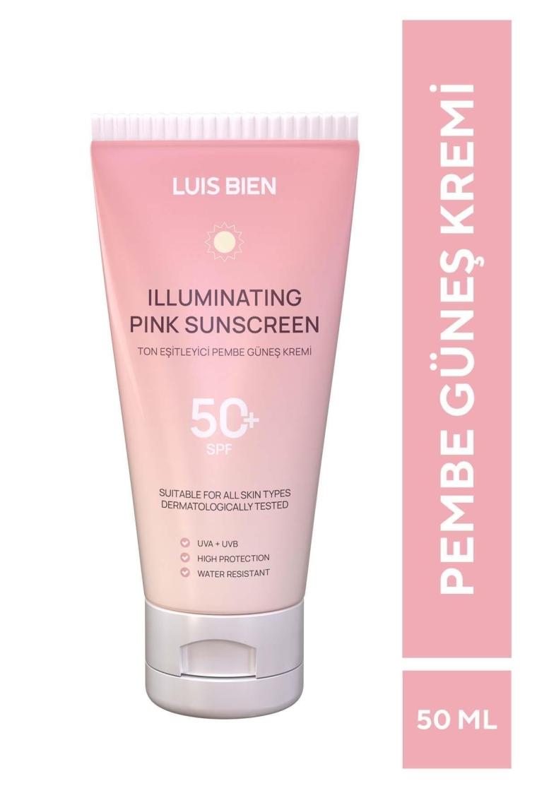 Ton Eşitleyici Spf 50+ Tüm Ciltler Için Yüksek Korumalı Pembe Güneş Kremi 50 Ml
