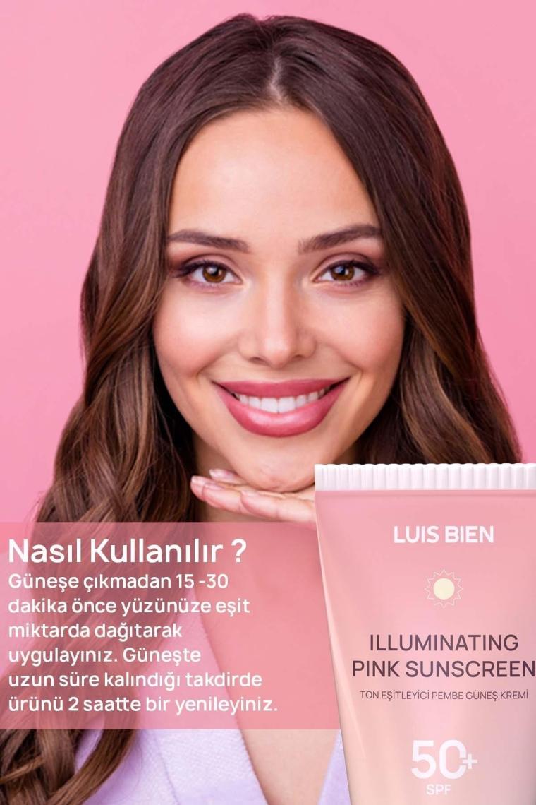 Ton Eşitleyici Spf 50+ Tüm Ciltler Için Yüksek Korumalı Pembe Güneş Kremi 50 Ml