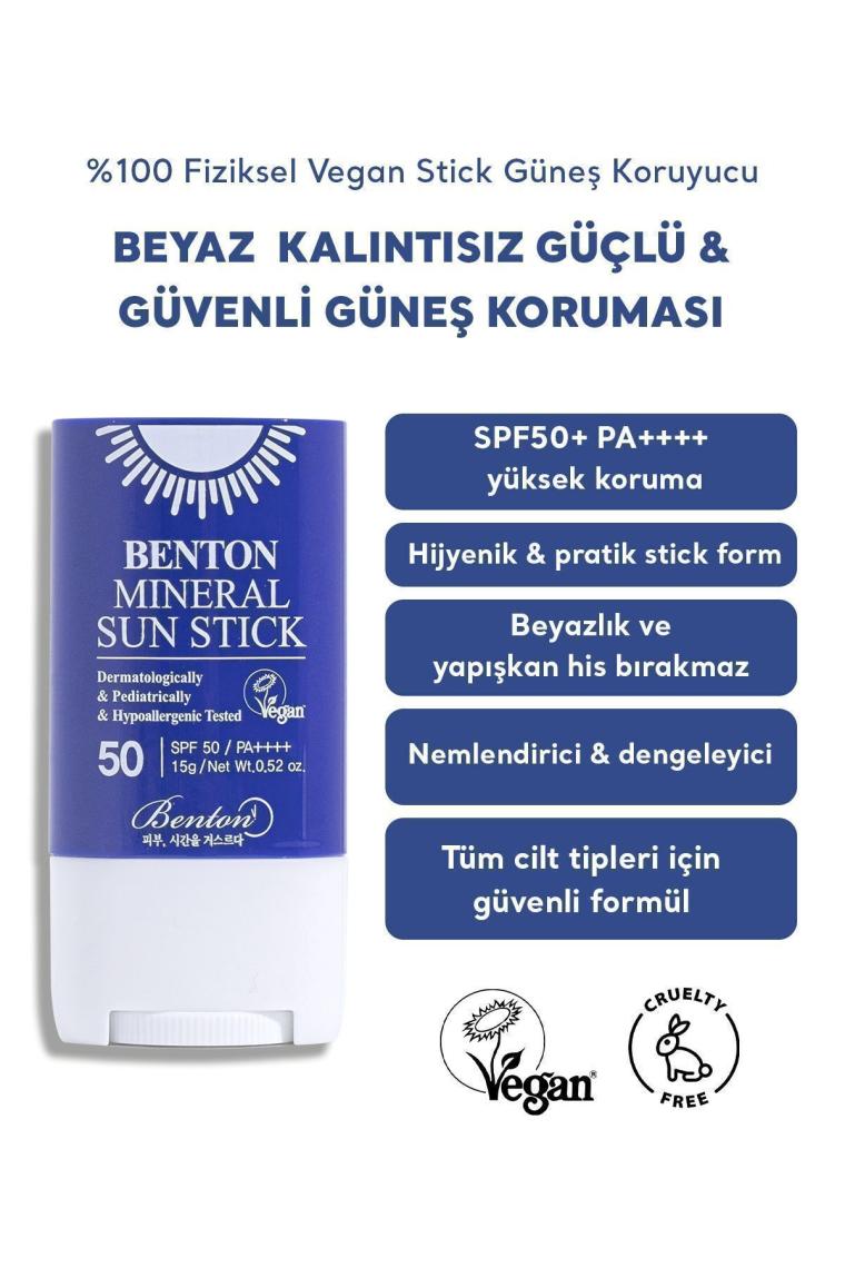 Mineral Sun Stick SPF50 PA++++ 15g  - %100 Fiziksel Vegan Stick Güneş Koruyucu