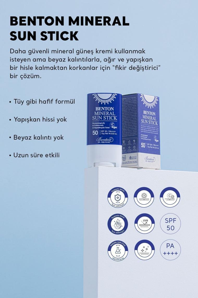 Mineral Sun Stick SPF50 PA++++ 15g  - %100 Fiziksel Vegan Stick Güneş Koruyucu