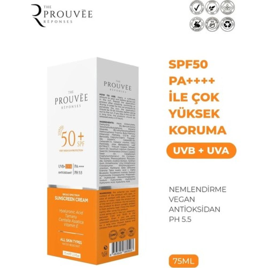 The Prouvee Reponses Çok Yüksek Korumalı Tüm Ciltler Güneş Kremi SPF 50+ (75 ml)