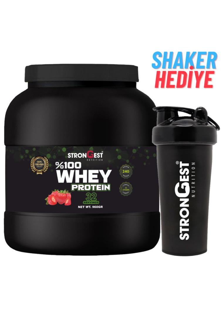 Whey Protein 960 gr 32 Servis Çilek Aromalı Whey Protein Tozu
