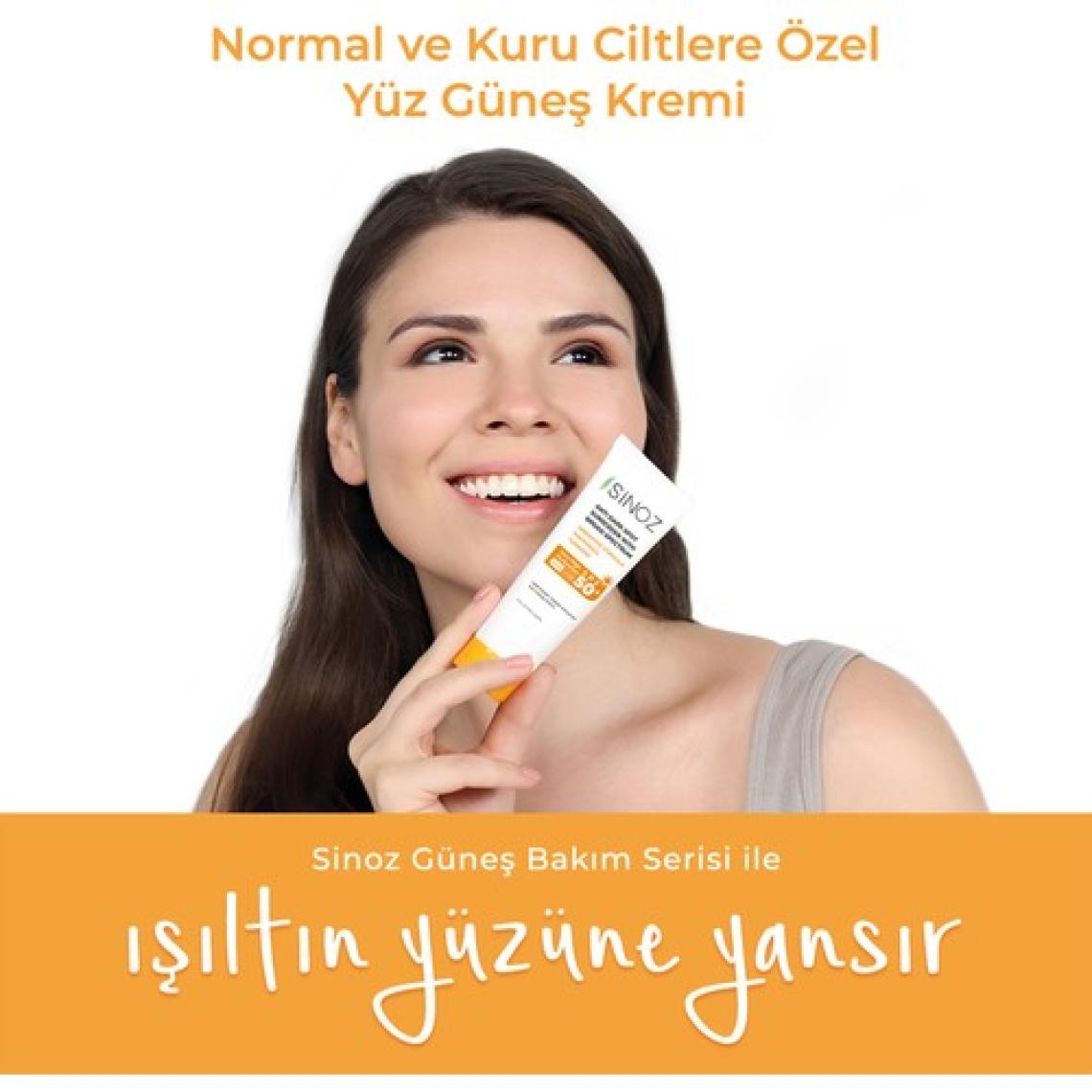 Sinoz Spf 50 Leke Karşıtı Yüksek Koruyucu Yüz Güneş Kremi 50 ml Normal Ve Kuru Ciltler Için