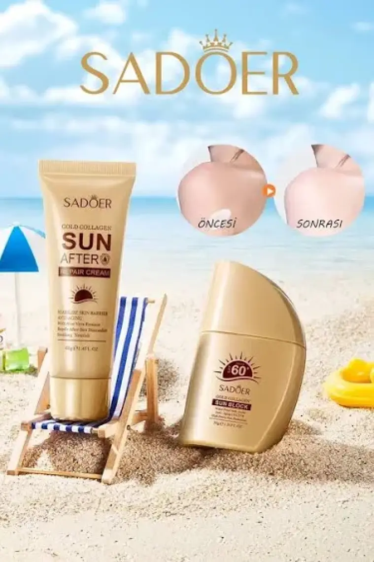 Sadoer Altın Kolajen Güneş Koruma Kremi Seti - Spf 60+ (2 Parça)