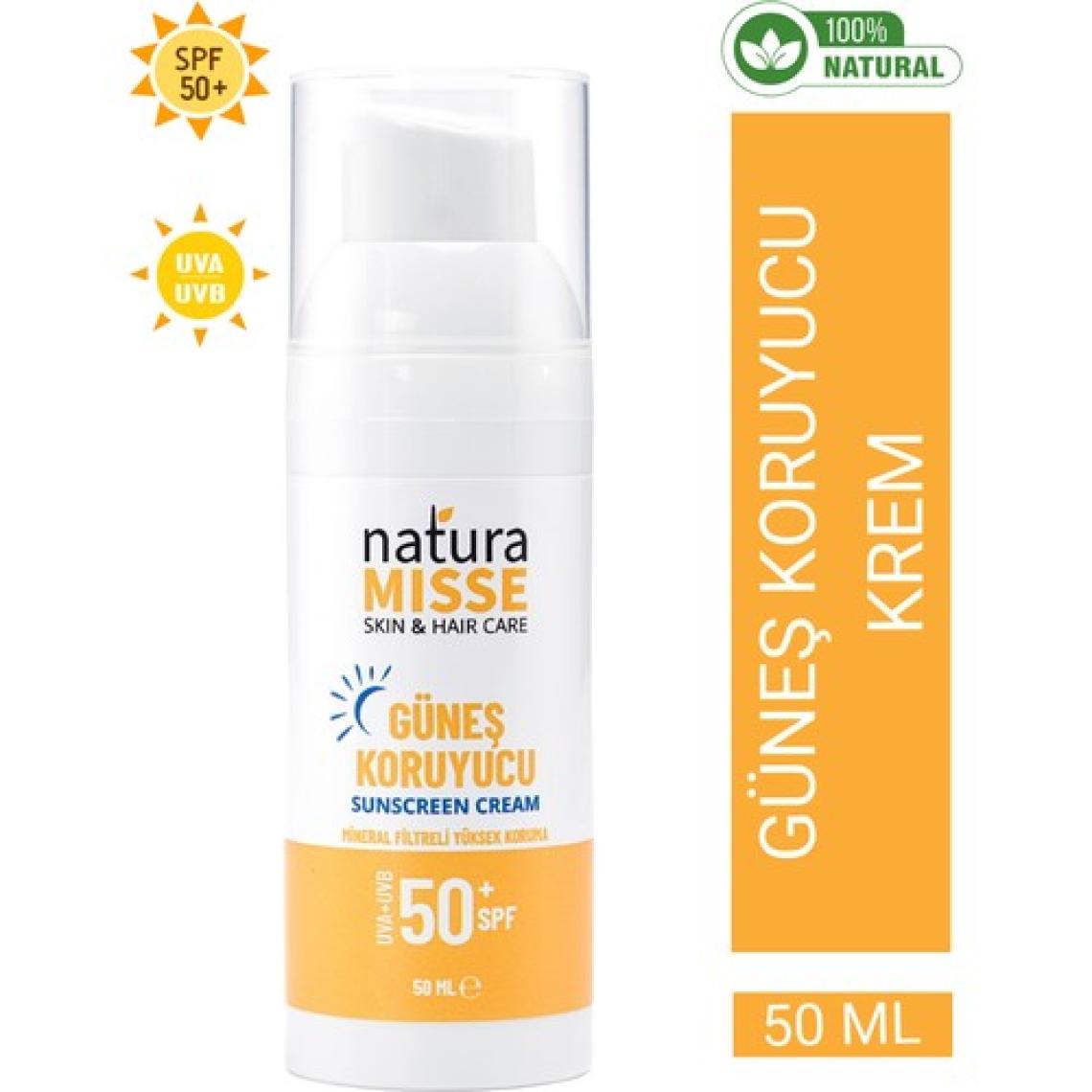 NaturaMisse Doğal Güneş Kremi 50 Ml UVA+UVB SPF 50+ Leke Karşıtı Bakım- Yüksek Koruma