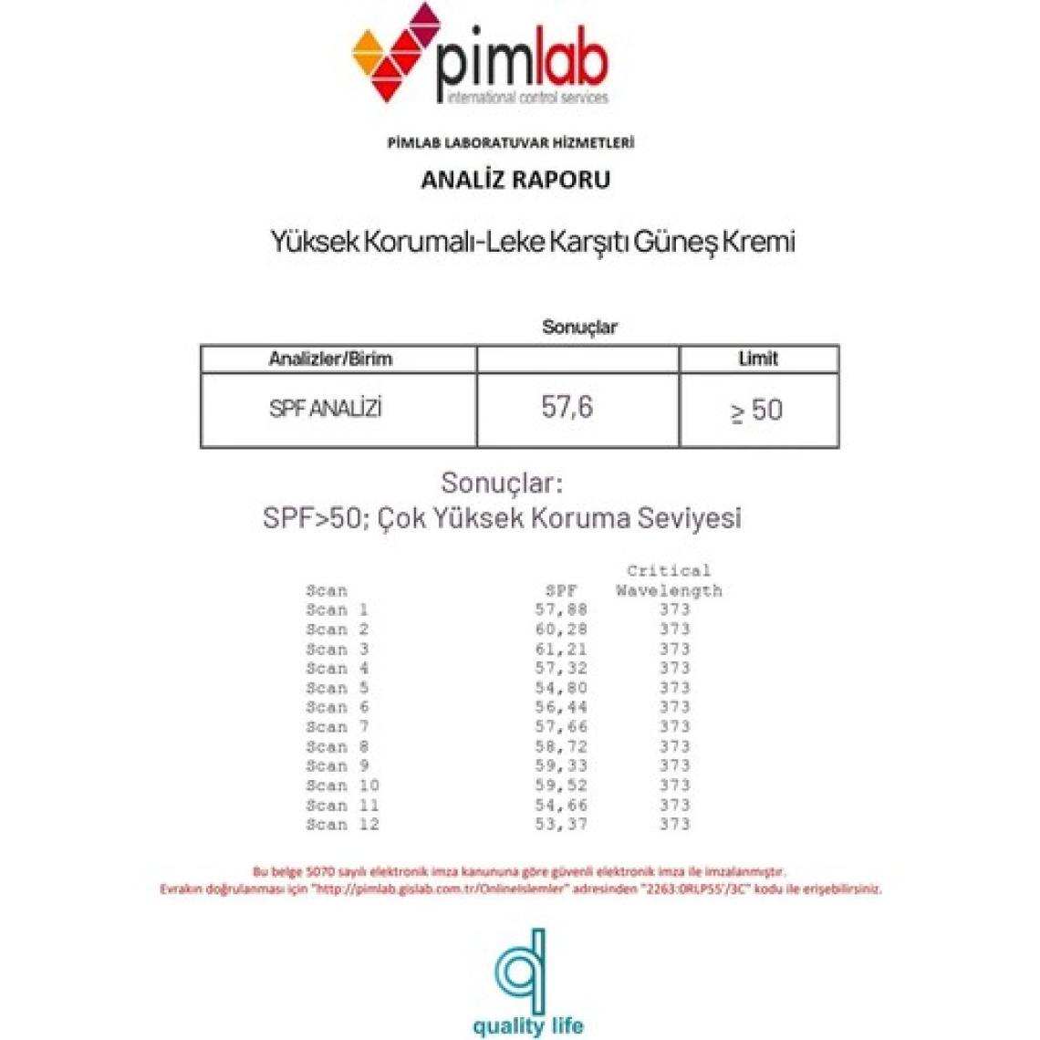 Quality Life Ql Yüz Güneş Kremi Su Bazlı Leke Karşıtı 50+ Spf Hyaluronik Asit ve Collagen 50 ml Uva + Uvb Çok Yüksek Koruma 50 Faktör