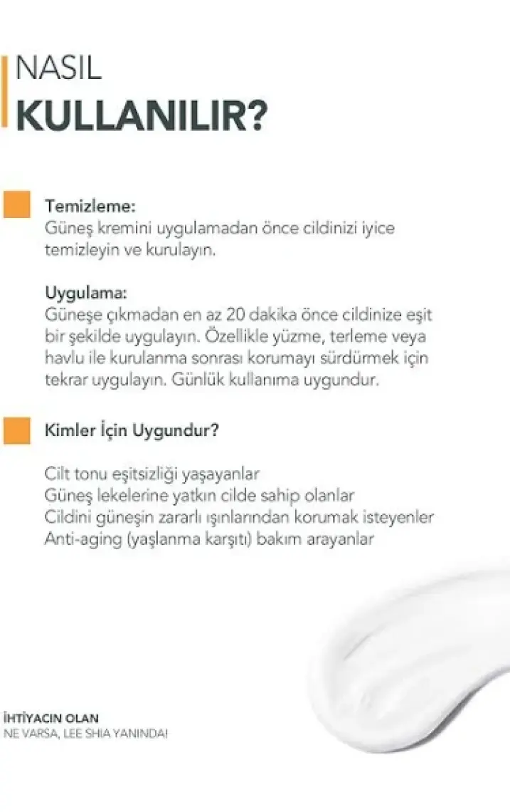 Lee Shia Leke Karşıtı Spf 50+ Yüksek Korumalı Güneş Kremi 50 ml