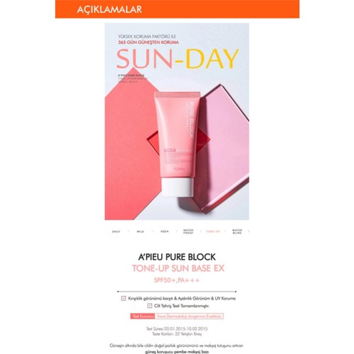 Mıssha Cildi Aydınlatan Güneş Koruyucu A'pıeu Pure Block Tone-Up Sun Base SPF50+/PA+++