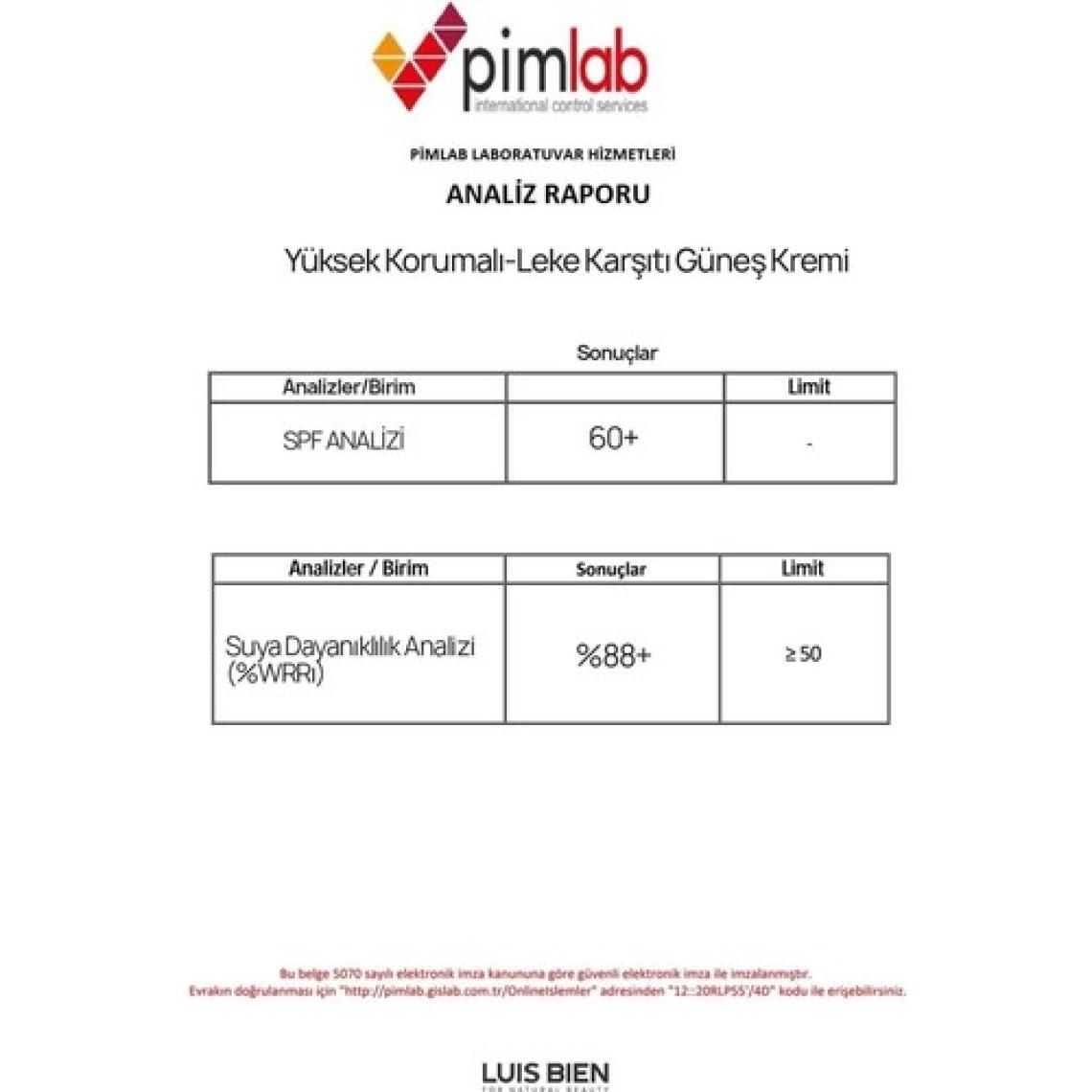 Luis Bien Leke Karşıtı Spf +50 Tüm Ciltler Için Yüksek Korumalı Güneş Kremi 50 ml