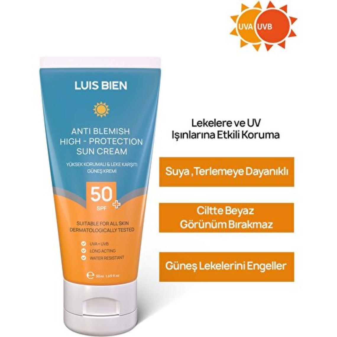 Luis Bien Leke Karşıtı Spf +50 Tüm Ciltler Için Yüksek Korumalı Güneş Kremi 50 ml