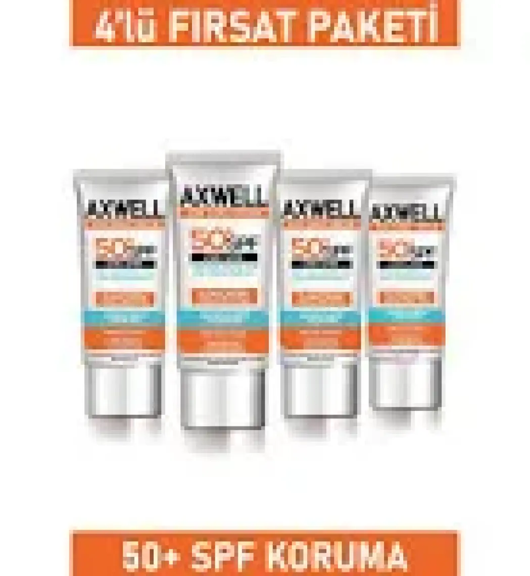 Axwell Spf 50+ 4 Lü Fırsat Seti Leke Karşıtı Nemlendirici Yüksek Koruma Güneş Kremi 50 ml