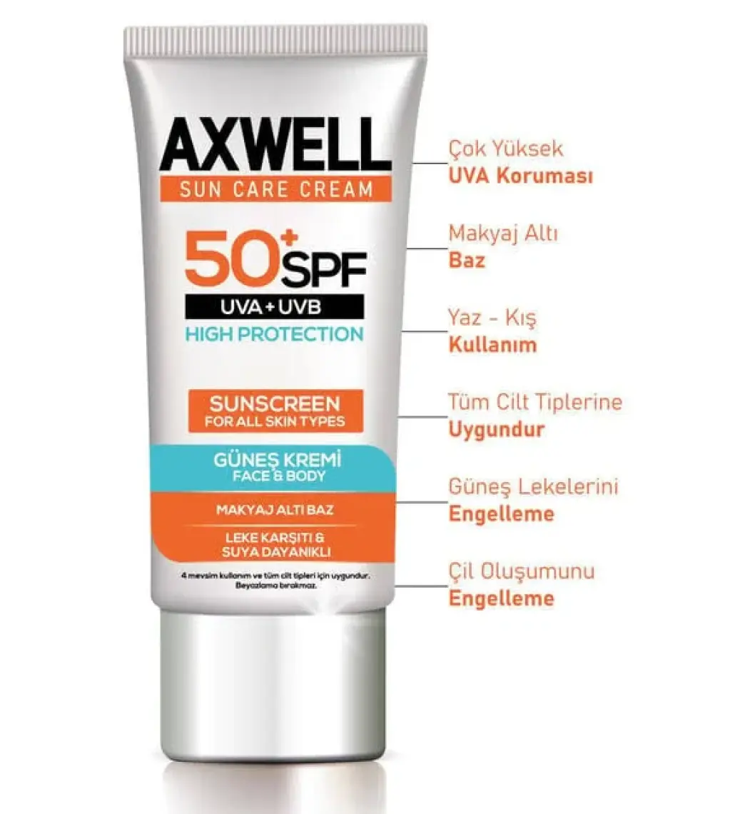 Axwell Spf 50+ 4 Lü Fırsat Seti Leke Karşıtı Nemlendirici Yüksek Koruma Güneş Kremi 50 ml