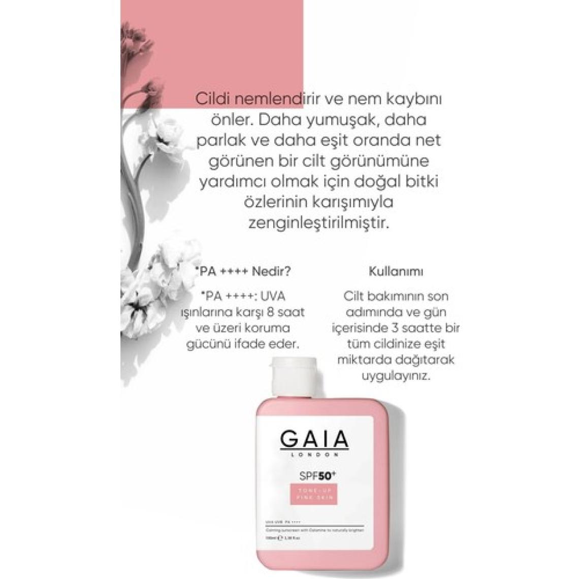 Gaia London Ton Eşitleyici, Aydınlık Etkili Yüksek Koruma ve Nemlendirici 50SPF Uva/uvb 100ML Güneş Kremi