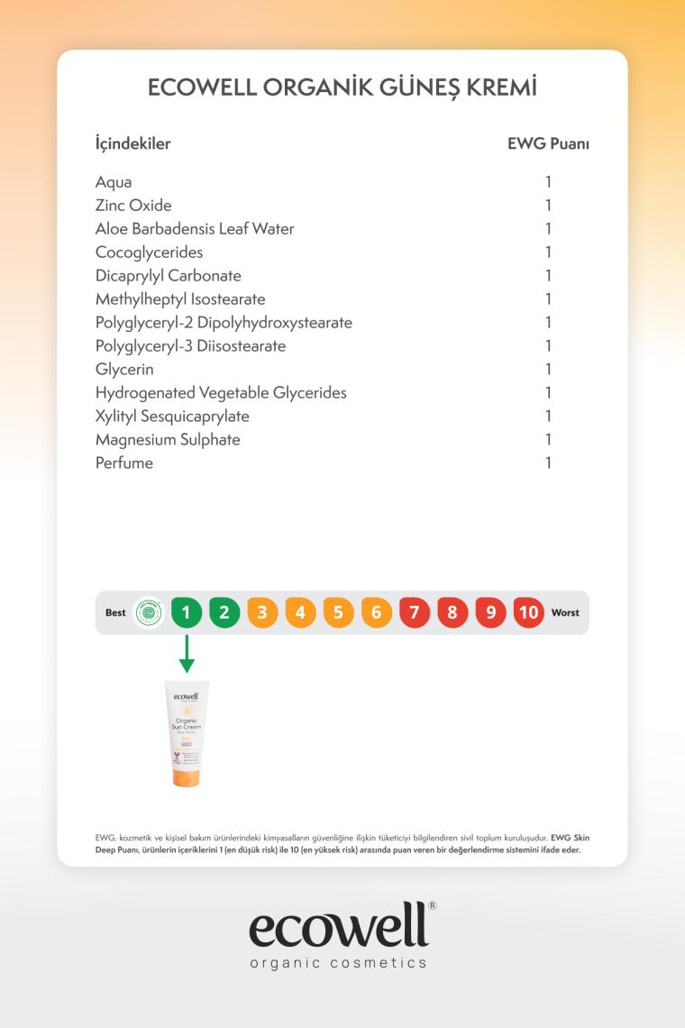 Güneş Kremi Spf 50, Organik & Vegan Sertifikalı, Mineral Filtre, Yüz Ve Vücut, Uva Uvb Koruma, 110gr