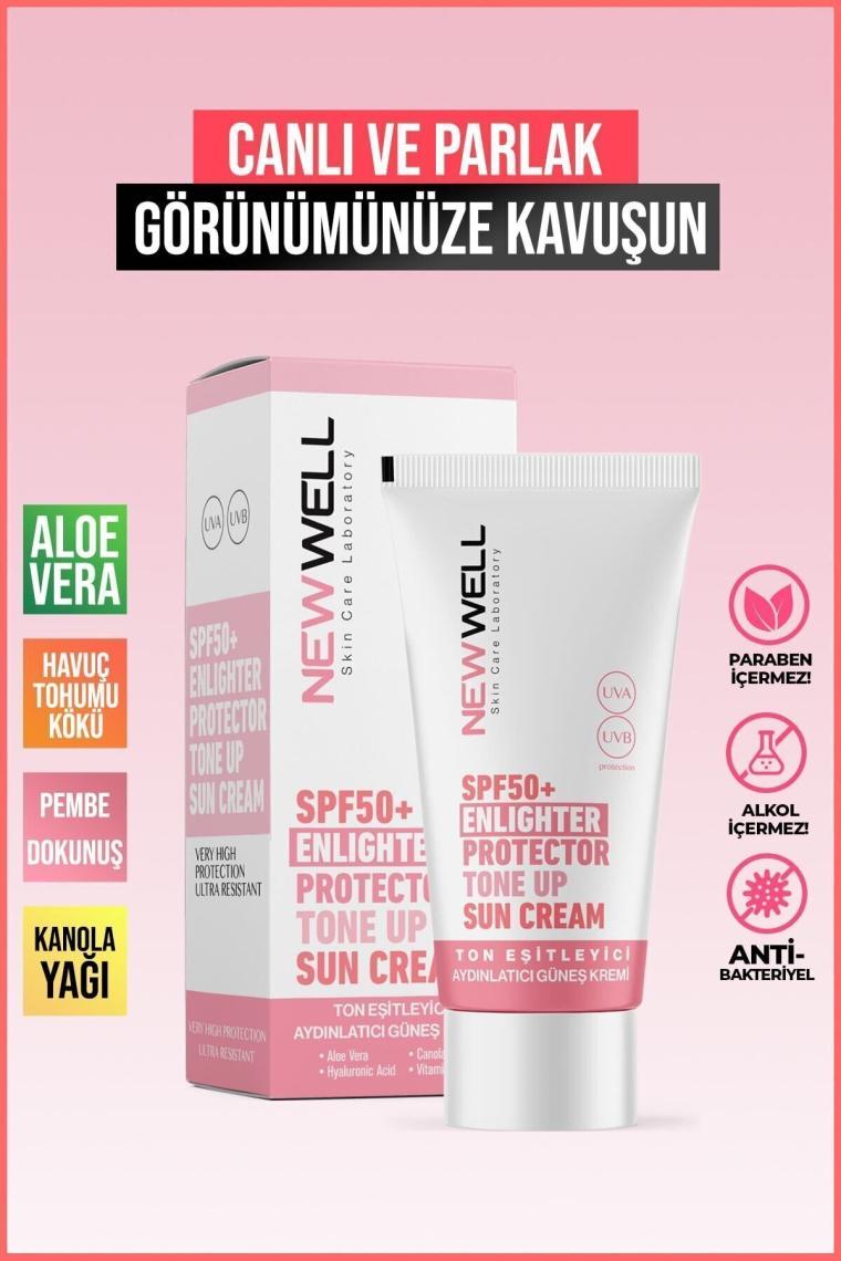 Ton Eşitleyici yüksek Koruma Etkili Spf50+ Aydınlatıcı Pembe Yüz Güneş Kremi 50 Ml