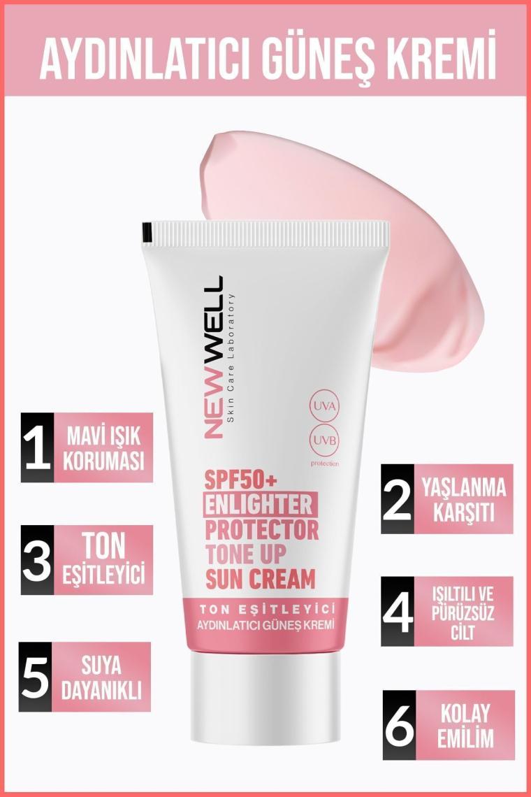 Ton Eşitleyici yüksek Koruma Etkili Spf50+ Aydınlatıcı Pembe Yüz Güneş Kremi 50 Ml