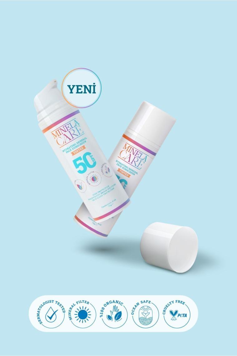 Hyalüronik Asitli Organik Mineral Filtreli Renkli Cilt Tonu Eşitleyici Yüz Güneş Kremi Spf 50 70gr