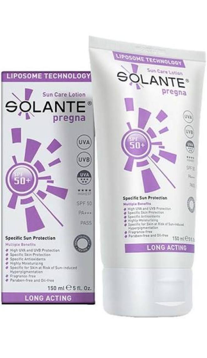 Solante Pregna Spf 50+ 150 ml  Gebelik Dönemi Için Özel Güneş Koruma Kremi