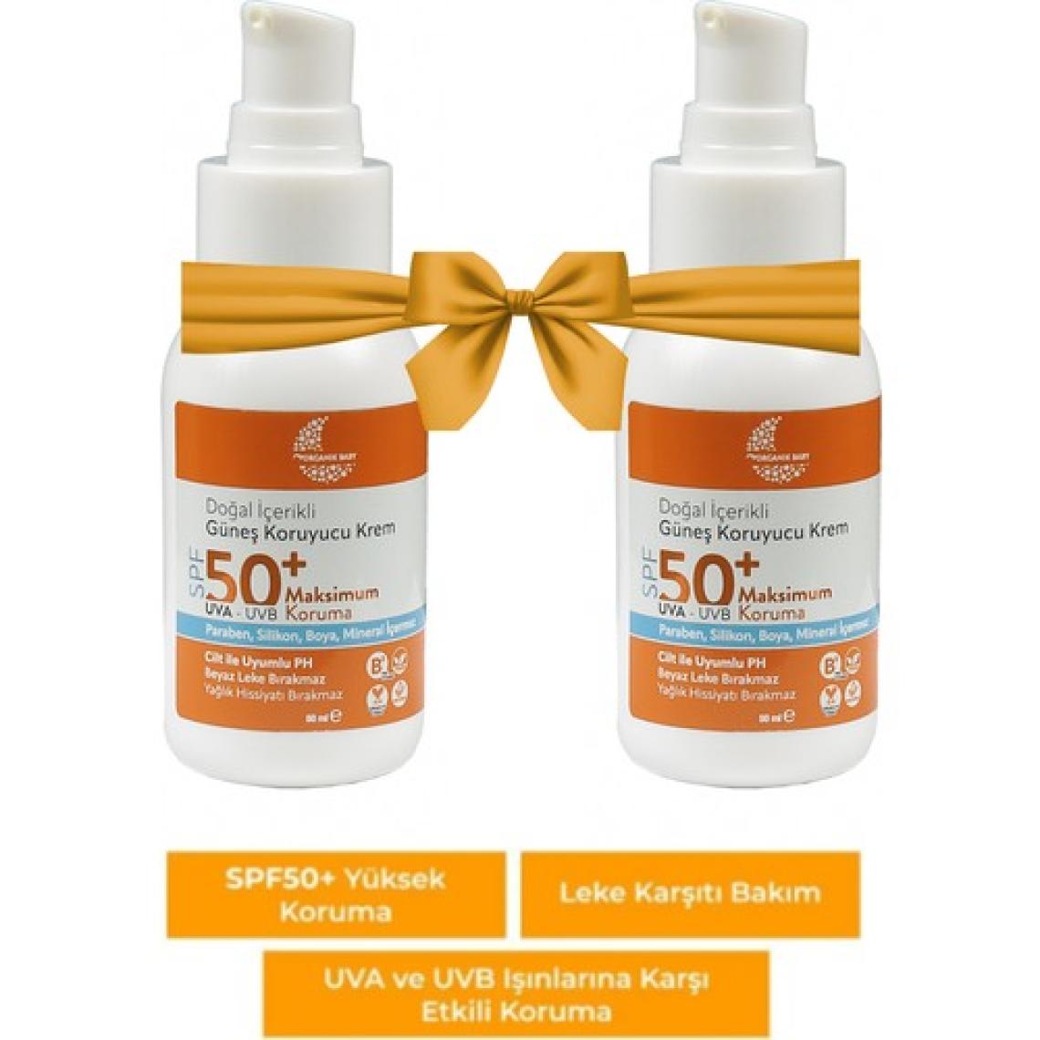Organik Baby Doğal İçerikli Bebek Çocuk ve Yetişkin 2'li Set Güneş Kremi Leke Karşıtı 50 Spf Tüm Ciltler 50 ml
