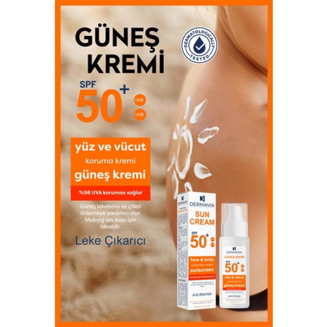 Dermavia Spf+50 Yüz ve Vücut Koruma Güneş Kremi Leke Karşıtı 100 ml