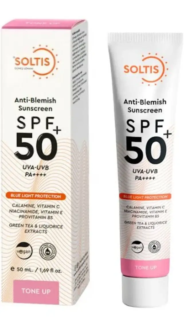 Soltis Leke Karşıtı ve Ton Eşitleyici Pembe Güneş Koruyucu Krem SPF50+ Pa++++, 50 ml