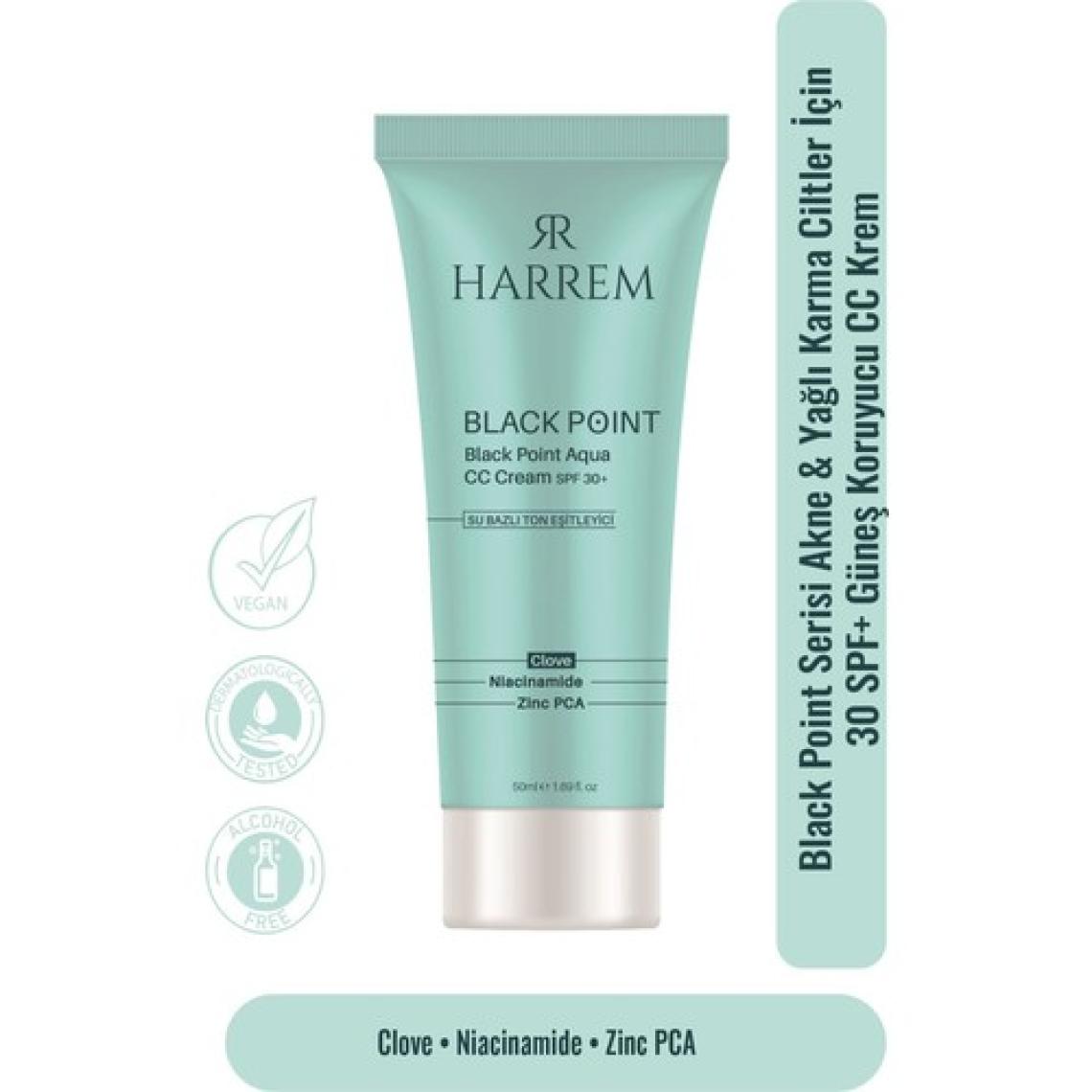 Harrem Akneli & Yağlı Karma Ciltler Için 30SPF Güneş Koruyucu cc Krem Black P.int 50ML